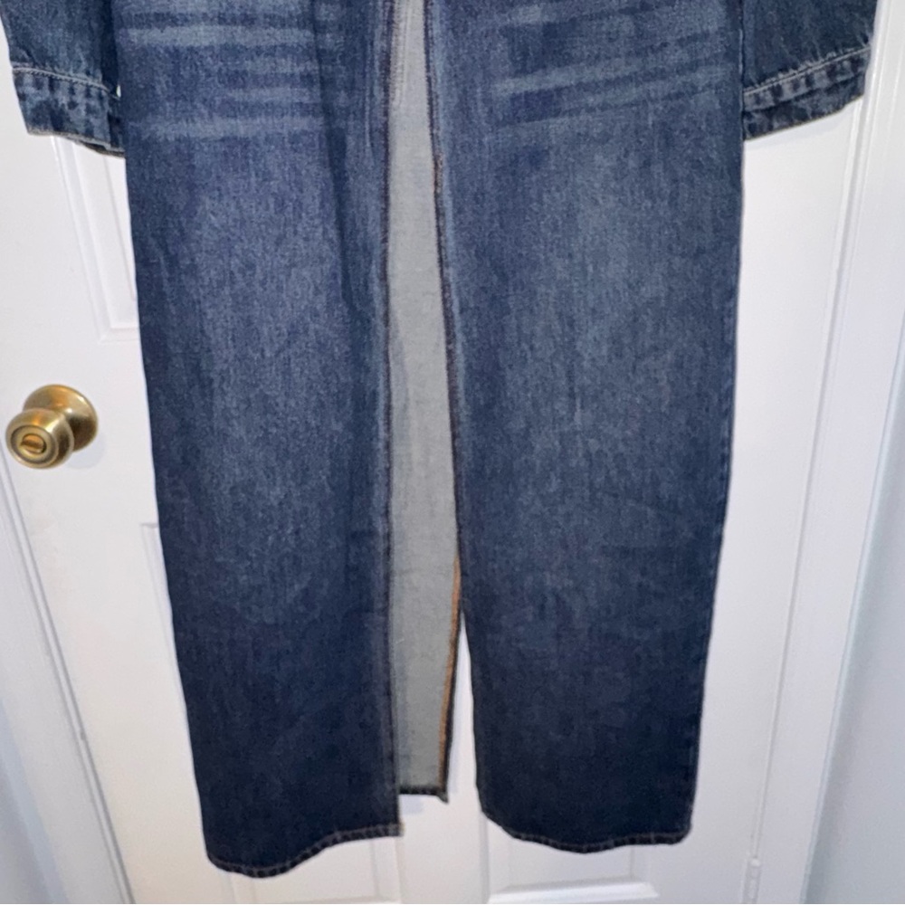 Fashion Nova medium blue wash Trench Coat floor length S NWT - Picture 9 of 15